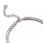 Tennis anklet candy rainbow and silver
