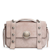 Beige suede shoulder bag