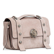 Beige suede shoulder bag