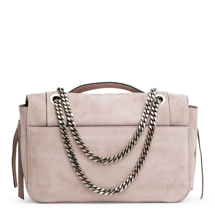 Beige suede shoulder bag