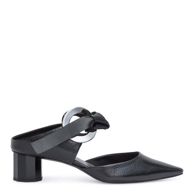 Black leather grommet 40 mules