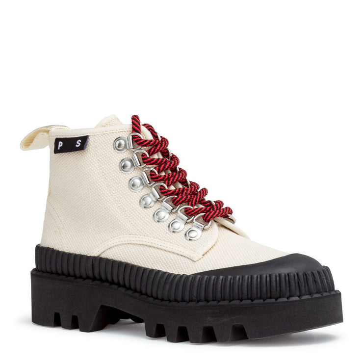 White canvas hiking boots