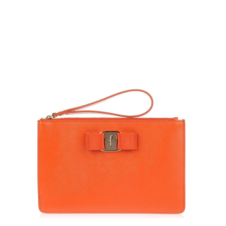 Orange leather Vara pouch