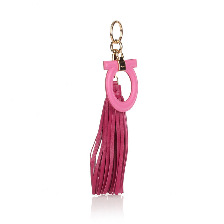 Pink leather Gancio keyring