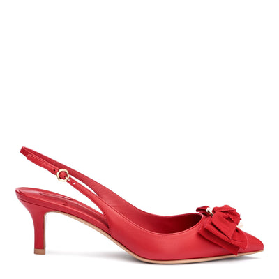 Laterina 55 red leather sling-back pumps