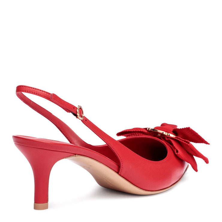 Laterina 55 red leather sling-back pumps