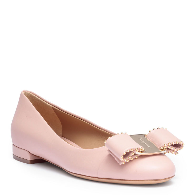 Varina studded pink leather ballerinas