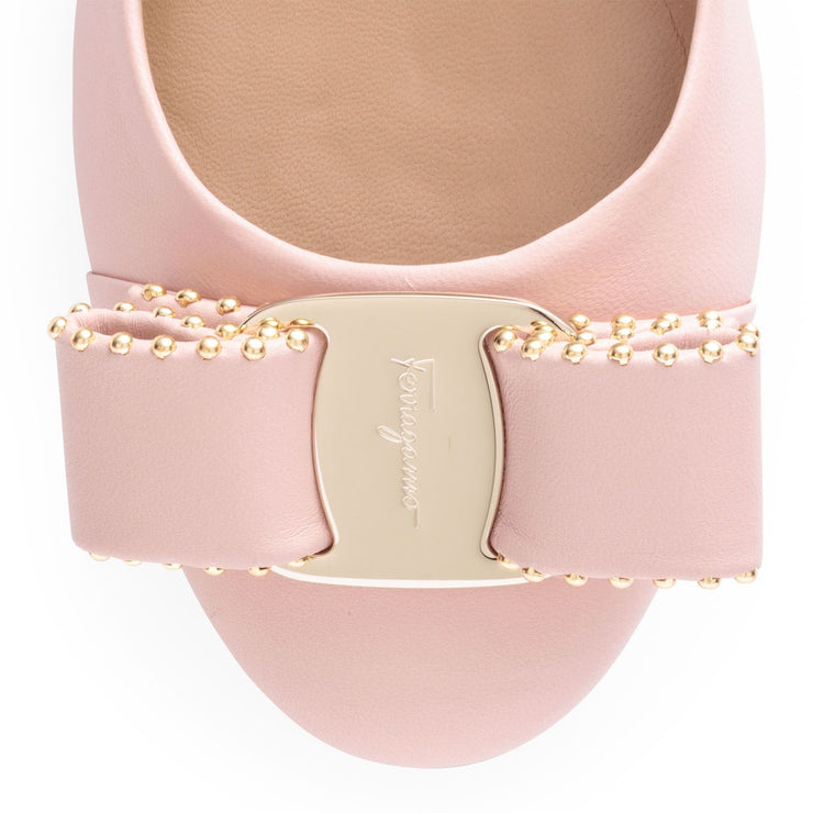 Varina studded pink leather ballerinas