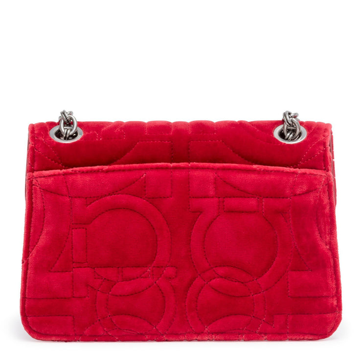 Gancino quilting red velvet leather bag