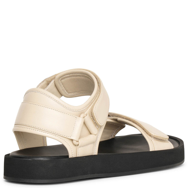 Hook and Loop cream leather sandals