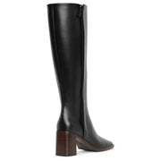 Patch black leather high boots