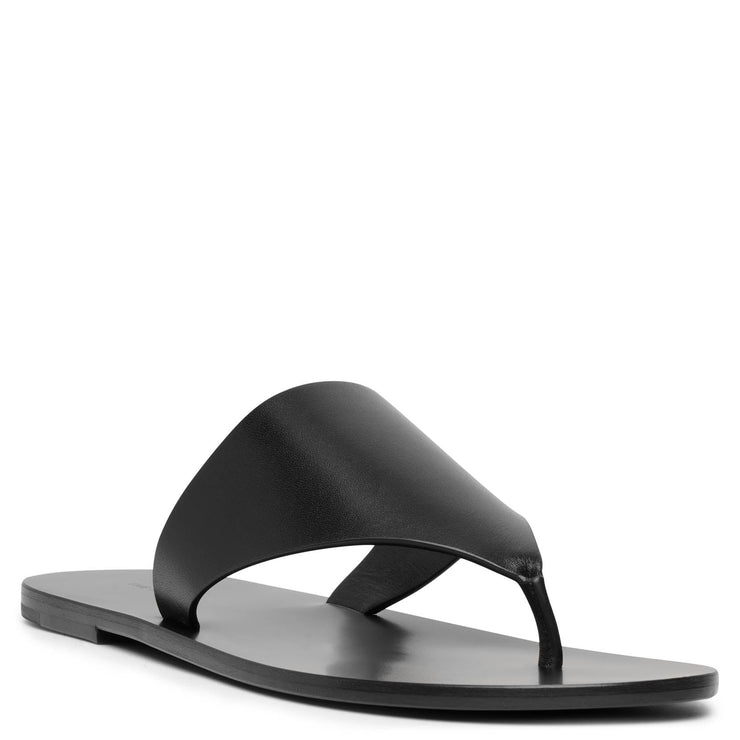 Avery black leather thong sandals