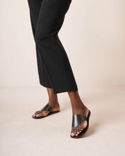 Avery black leather thong sandals