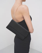 Aurora black satin clutch