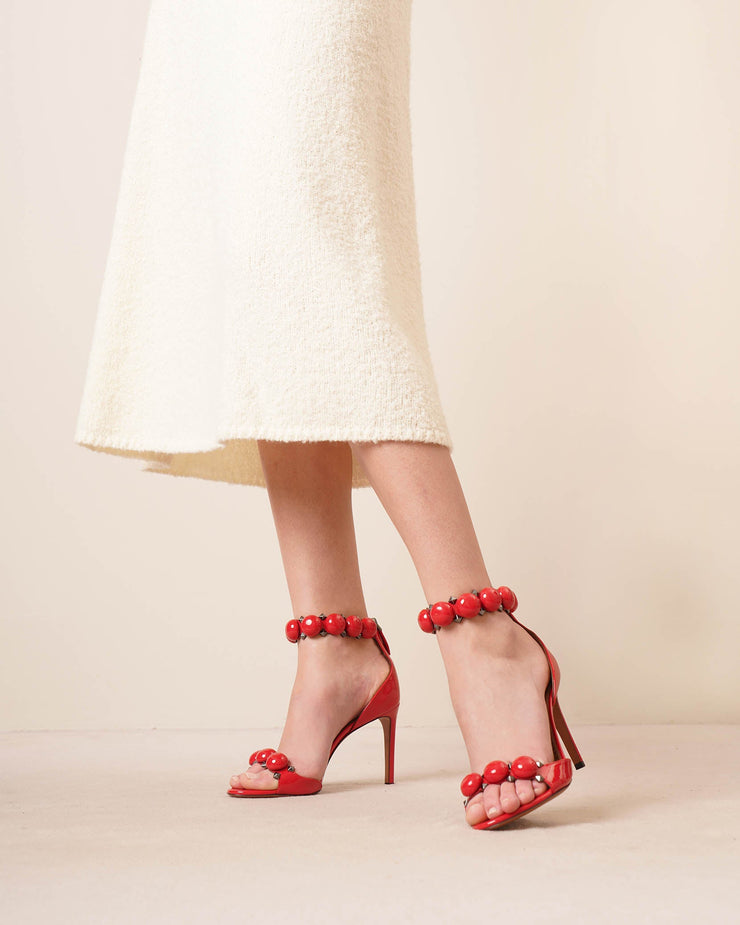 La Bombe 90 patent red sandals