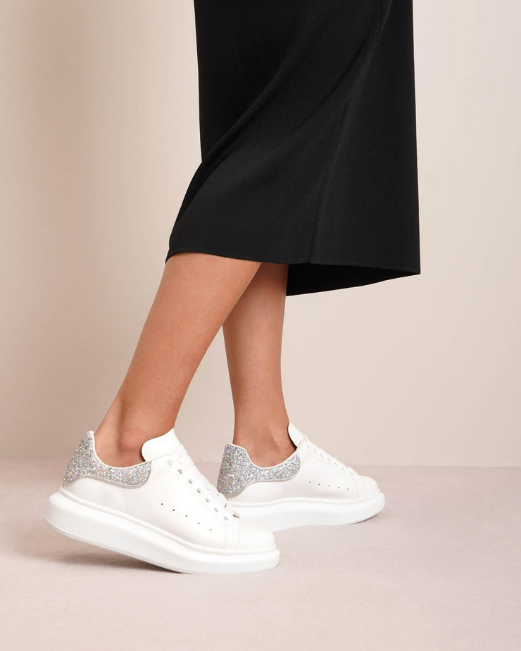 White and silver glitter classic sneakers